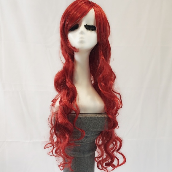 New Goddess length red curly wig cosplay